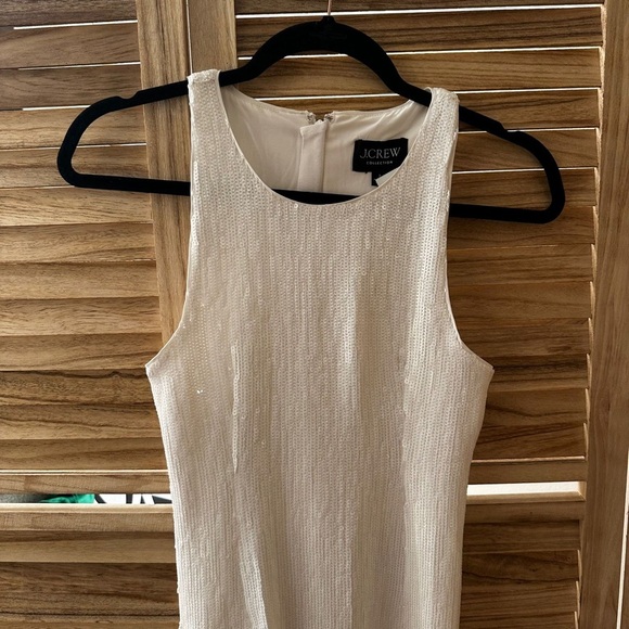 J Crew Collection White Fringe Sheath Dress with Sequins Size 2 - Picture 5 of 8